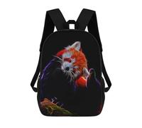 sinyumoney Mochila Escolar Para Niños Red Panda Fractal Mochila De Moda Para Adolescentes Mochila Informal Para Niños Y Niñas Mochila Escolar Con Impresión 3D 17inch