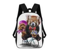 sinyumoney Mochila Escolar Para Niños Red Panda with Poodle Dog Mochila De Moda Para Adolescentes Mochila Informal Para Niños Y Niñas Mochila Escolar Con Impresión 3D 17inch