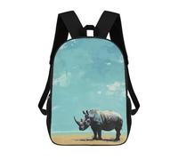 sinyumoney Mochila Escolar Para Niños Rhino Under A Blue Sky Mochilas Para Libros Mochila Informal De Viaje Con Impresión 3D Para Niños Y Niñas Mochila De Gran Capacidad 17inch