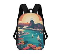 sinyumoney Mochila Escolar Para Niños Rio De Janeiro Landscape Illustration Mochilas Para Libros Mochila Informal De Viaje Con Impresión 3D Para Niños Y Niñas Mochila De Gran Capacidad 17inch