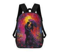 sinyumoney Mochila Escolar Para Niños Romantic Couple in Rain Mochilas Para Libros Mochila Informal De Viaje Con Impresión 3D Para Niños Y Niñas Mochila De Gran Capacidad 17inch