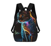 Sinyumoney Mochila escolar para niños Rottweiler Puppy Sleeping Starry Night Mochila casual para viajes, impresión 3D, para niños y niñas, gran capacidad, Realistic Cat Night Time, 17"