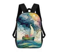 sinyumoney Mochila Escolar Para Niños Sailing Into The Sunset Mochilas Para Libros Mochila Informal De Viaje Con Impresión 3D Para Niños Y Niñas Mochila De Gran Capacidad 17inch
