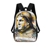 Sinyumoney Mochila escolar para niños Saint Agatha of Sicily Mochila escolar para niños, estilo casual y moderno, estampado en 3D, divertido y original, Santo Tomás Aquinas Op, 17"