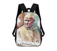 Sinyumoney Mochila escolar para niños Saint Agatha of Sicily Mochila escolar para niños, estilo casual y moderno, estampado en 3D, divertido y original, Pope San Juan Pablo II, 17"