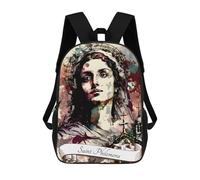 Sinyumoney Mochila escolar para niños Saint Agatha of Sicily Mochila escolar para niños, estilo casual y moderno, estampado en 3D, divertido y original, San Filómena Cristiano, 17"