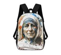 Sinyumoney Mochila escolar para niños Saint Agatha of Sicily Mochila escolar para niños, estilo casual y moderno, estampado en 3D, divertido y original, Santa Madre Teresa India, 17"