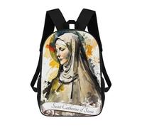Sinyumoney Mochila escolar para niños Saint Agatha of Sicily Mochila escolar para niños, estilo casual y moderno, estampado en 3D, divertido y original, Santa Catalina de Siena, 17"