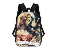 Sinyumoney Mochila escolar para niños Saint Agatha of Sicily Mochila escolar para niños, estilo casual y moderno, estampado en 3D, divertido y original, Santa Cecilia - Patrón de música, 17"
