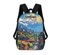 sinyumoney Mochila Escolar Para Niños Santiago Chile Cityscape Illustration Mochilas Para Libros Mochila Informal De Viaje Con Impresión 3D Para Niños Y Niñas Mochila De Gran Capacidad 17inch