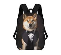 sinyumoney Mochila Escolar Para Niños Shiba Inu Dog in A Tuxedo Mochila De Moda Para Adolescentes Mochila Informal Para Niños Y Niñas Mochila Escolar Con Impresión 3D 17inch