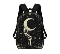 sinyumoney Mochila Escolar Para Niños Skeleton Hand Holding Moon Mochilas Para Libros Mochila Informal De Viaje Con Impresión 3D Para Niños Y Niñas Mochila De Gran Capacidad 17inch