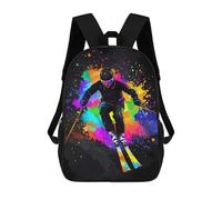 sinyumoney Mochila Escolar Para Niños Skier in Colorful Splash Mochilas Para Libros Mochila Informal De Viaje Con Impresión 3D Para Niños Y Niñas Mochila De Gran Capacidad 17inch