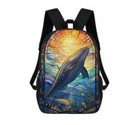 sinyumoney Mochila Escolar Para Niños Sperm Whale Stained Glass Mochila De Moda Para Adolescentes Mochila Informal Para Niños Y Niñas Mochila Escolar Con Impresión 3D 17inch