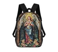 sinyumoney Mochila Escolar Para Niños Stained Glass Angel Mochilas Para Libros Mochila Informal De Viaje Con Impresión 3D Para Niños Y Niñas Mochila De Gran Capacidad 17inch