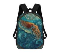 sinyumoney Mochila Escolar Para Niños Stained Glass Cuttlefish in Ocean Mochilas Para Libros Mochila Informal De Viaje Con Impresión 3D Para Niños Y Niñas Mochila De Gran Capacidad 17inch