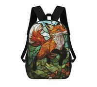 sinyumoney Mochila Escolar Para Niños Stained Glass Fox Mochilas Para Libros Mochila Informal De Viaje Con Impresión 3D Para Niños Y Niñas Mochila De Gran Capacidad 17inch