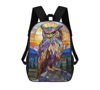 sinyumoney Mochila Escolar Para Niños Stained Glass Owl Mochilas Para Libros Mochila Informal De Viaje Con Impresión 3D Para Niños Y Niñas Mochila De Gran Capacidad 17inch