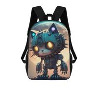 sinyumoney Mochila Escolar Para Niños Steampunk Cat with Moon Background Mochilas Para Libros Mochila Informal De Viaje Con Impresión 3D Para Niños Y Niñas Mochila De Gran Capacidad 17inch