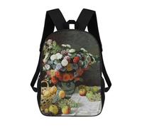 sinyumoney Mochila Escolar Para Niños Still Life with Flowers And Fruit Mochilas Para Libros Mochila Informal De Viaje Con Impresión 3D Para Niños Y Niñas Mochila De Gran Capacidad 17inch