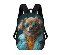 sinyumoney Mochila Escolar Para Niños Stylish Dog Portrait with Sunglasses Mochilas Para Libros Mochila Informal De Viaje Con Impresión 3D Para Niños Y Niñas Mochila De Gran Capacidad 17inch