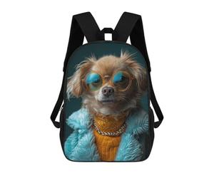 sinyumoney Mochila Escolar Para Niños Stylish Dog Portrait with Sunglasses Mochilas Para Libros Mochila Informal De Viaje Con Impresión 3D Para Niños Y Niñas Mochila De Gran Capacidad 17inch