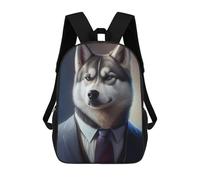 sinyumoney Mochila Escolar Para Niños Stylish Husky in Suit Mochilas Para Libros Mochila Informal De Viaje Con Impresión 3D Para Niños Y Niñas Mochila De Gran Capacidad 17inch