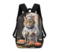 sinyumoney Mochila Escolar Para Niños Sushi Cat Chef Japan Mochilas Para Libros Mochila Informal De Viaje Con Impresión 3D Para Niños Y Niñas Mochila De Gran Capacidad 17inch