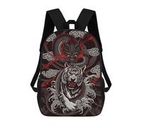sinyumoney Mochila Escolar Para Niños Tiger And Dragon Mochila De Moda Para Adolescentes Mochila Informal Para Niños Y Niñas Mochila Escolar Con Impresión 3D 17inch