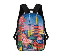sinyumoney Mochila Escolar Para Niños Tokyo Cityscape with Tower And Pagoda Mochilas Para Libros Mochila Informal De Viaje Con Impresión 3D Para Niños Y Niñas Mochila De Gran Capacidad 17inch