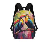 sinyumoney Mochila Escolar Para Niños Toucan Couple Painting Mochilas Para Libros Mochila Informal De Viaje Con Impresión 3D Para Niños Y Niñas Mochila De Gran Capacidad 17inch