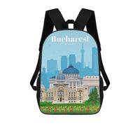 sinyumoney Mochila Escolar Para Niños Travel to Bucharest Mochilas Para Libros Mochila Informal De Viaje Con Impresión 3D Para Niños Y Niñas Mochila De Gran Capacidad 17inch