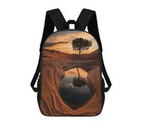 sinyumoney Mochila Escolar Para Niños Tree Reflection in Desert Pool Mochila De Moda Para Adolescentes Mochila Informal Para Niños Y Niñas Mochila Escolar Con Impresión 3D 17inch