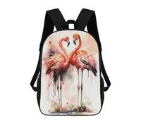 sinyumoney Mochila Escolar Para Niños Two Flamingos Watercolor Mochilas Para Libros Mochila Informal De Viaje Con Impresión 3D Para Niños Y Niñas Mochila De Gran Capacidad 17inch