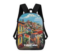 sinyumoney Mochila Escolar Para Niños Valparaiso, Chile Cityscape Mochilas Para Libros Mochila Informal De Viaje Con Impresión 3D Para Niños Y Niñas Mochila De Gran Capacidad 17inch