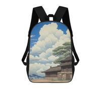 sinyumoney Mochila Escolar Para Niños Village Japanese Painting Mochila De Moda Para Adolescentes Mochila Informal Para Niños Y Niñas Mochila Escolar Con Impresión 3D 17inch