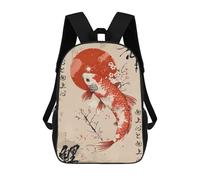sinyumoney Mochila Escolar Para Niños Vintage Japanese Koi Fish Mochila De Moda Para Adolescentes Mochila Informal Para Niños Y Niñas Mochila Escolar Con Impresión 3D 17inch