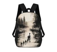 sinyumoney Mochila Escolar Para Niños Vintage Serenity - Duck Family on A Peaceful Lake Mochila De Moda Para Adolescentes Mochila Informal Para Niños Y Niñas Mochila Escolar Con Impresión 3D 17inch