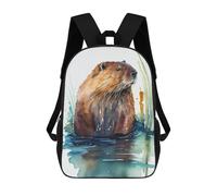 sinyumoney Mochila Escolar Para Niños Watercolor Beaver Painting Mochilas Para Libros Mochila Informal De Viaje Con Impresión 3D Para Niños Y Niñas Mochila De Gran Capacidad 17inch