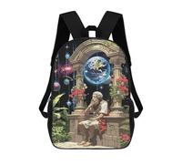 Sinyumoney Mochila Escolar Para Niños Waterfall Astronaut Space Bolsa De Escuela Impresa En 3D Para Niños, Estudiantes De Primaria Y Colegio, Apollo God Estatua, 17"