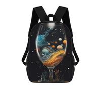 Sinyumoney Mochila Escolar Para Niños Waterfall Astronaut Space Bolsa De Escuela Impresa En 3D Para Niños, Estudiantes De Primaria Y Colegio, Planet Glass, 17"