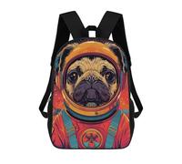 Sinyumoney Mochila Escolar Para Niños Waterfall Astronaut Space Bolsa De Escuela Impresa En 3D Para Niños, Estudiantes De Primaria Y Colegio, Astronaut Space Pug Animal, 17"