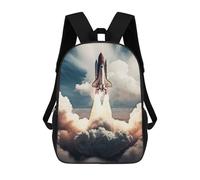 Sinyumoney Mochila Escolar Para Niños Waterfall Astronaut Space Bolsa De Escuela Impresa En 3D Para Niños, Estudiantes De Primaria Y Colegio, Rocket To The Moon, 17"