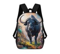 sinyumoney Mochila Escolar Para Niños Whimsical Water Buffalo Mochilas Para Libros Mochila Informal De Viaje Con Impresión 3D Para Niños Y Niñas Mochila De Gran Capacidad 17inch