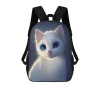 sinyumoney Mochila Escolar Para Niños White Cat with Blue Eyes Mochilas Para Libros Mochila Informal De Viaje Con Impresión 3D Para Niños Y Niñas Mochila De Gran Capacidad 17inch