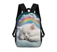 sinyumoney Mochila Escolar Para Niños White Kitten Sleeping Mochilas Para Libros Mochila Informal De Viaje Con Impresión 3D Para Niños Y Niñas Mochila De Gran Capacidad 17inch