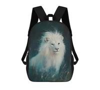 sinyumoney Mochila Escolar Para Niños White Lion Portrait Mochilas Para Libros Mochila Informal De Viaje Con Impresión 3D Para Niños Y Niñas Mochila De Gran Capacidad 17inch