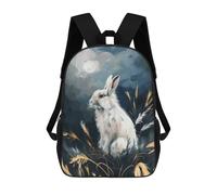 sinyumoney Mochila Escolar Para Niños White Rabbit Under Moonlight Mochilas Para Libros Mochila Informal De Viaje Con Impresión 3D Para Niños Y Niñas Mochila De Gran Capacidad 17inch