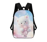 sinyumoney Mochila Escolar Para Niños White Teddy Bear Mochilas Para Libros Mochila Informal De Viaje Con Impresión 3D Para Niños Y Niñas Mochila De Gran Capacidad 17inch
