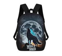 sinyumoney Mochila Escolar Para Niños Wolf And Moon V1 Mochilas Para Libros Mochila Informal De Viaje Con Impresión 3D Para Niños Y Niñas Mochila De Gran Capacidad 17inch